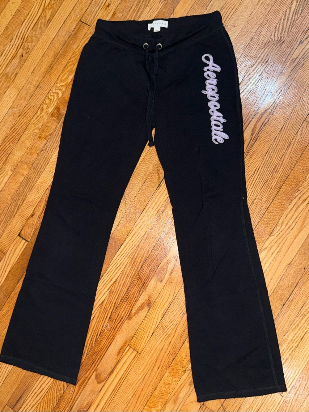Aeropostale Black Sweatpants with Lavender Script Logo